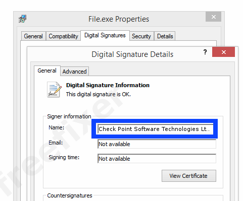 Screenshot of the Check Point Software Technologies Ltd. certificate